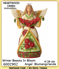     Disney Jim Shore Heartwood Creek   Engel mit Weihnachsstern Girlande 24cm                                                 6002902                                                erhältlich im Kristallzentrum                                                                      