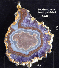          Edelsteinscheibe                        Amethyst        Achat                      Anhänger galvanisiert                          SchmuckAnhänger                                                                          erhältlich im Kristallzentrum                                                         